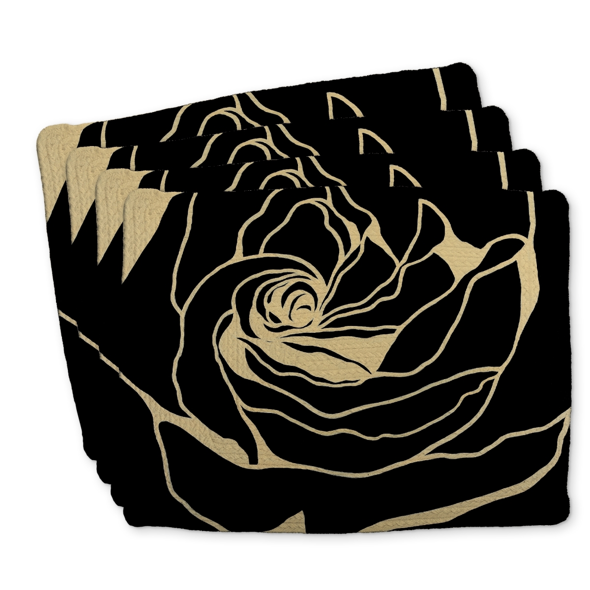 Picture of Begin Home Decor C4BP1418SH4W2F 14 x 18 in. Silhouette of a Rose Braided Polyester Placemat - Home Decor - Set of 4