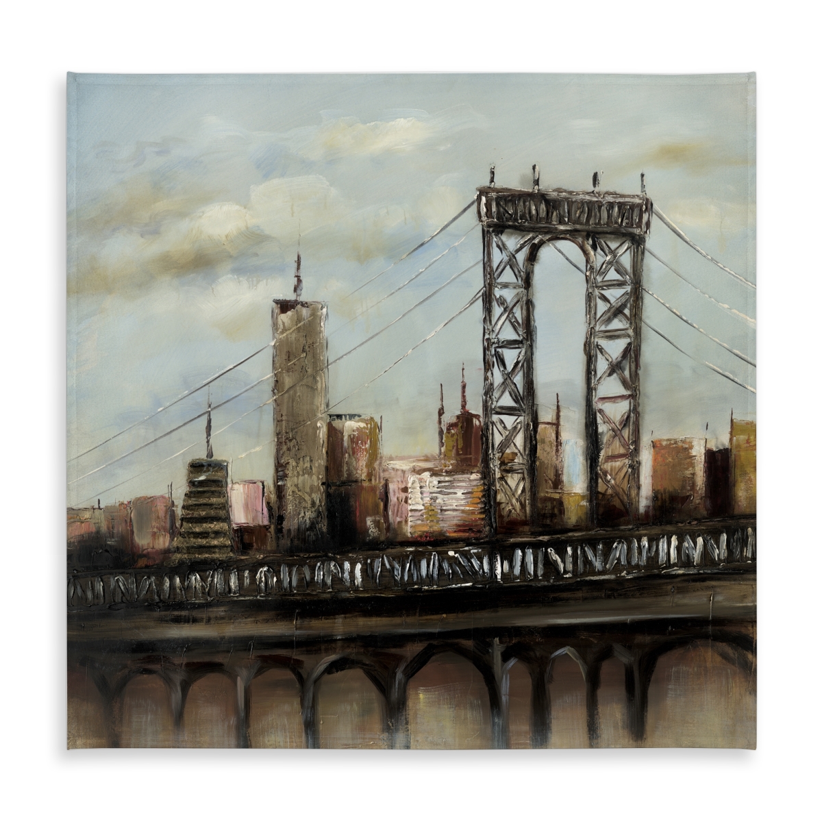 Picture of Begin Home Decor C1TC5858QMKYYT 58 x 58 in. City Bridge By a Cloudy Day Tablecloth - Indoor Outdoor Decor