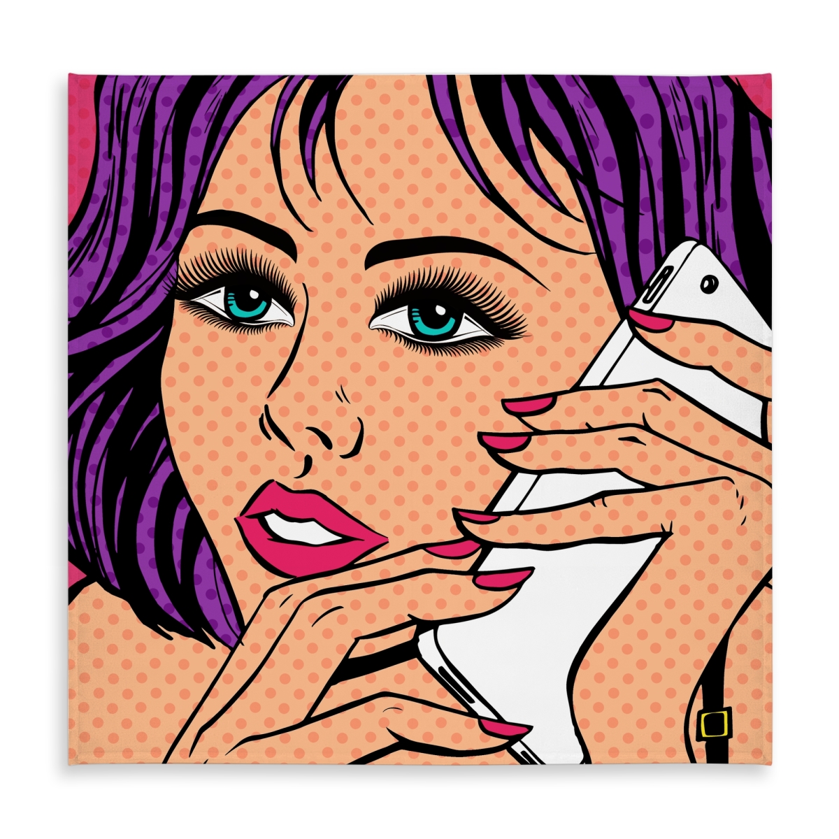 Picture of Begin Home Decor C1TC58583YN0ZS 58 x 58 in. Pop Art Style Lady on Phone Tablecloth - Pink Home Decor