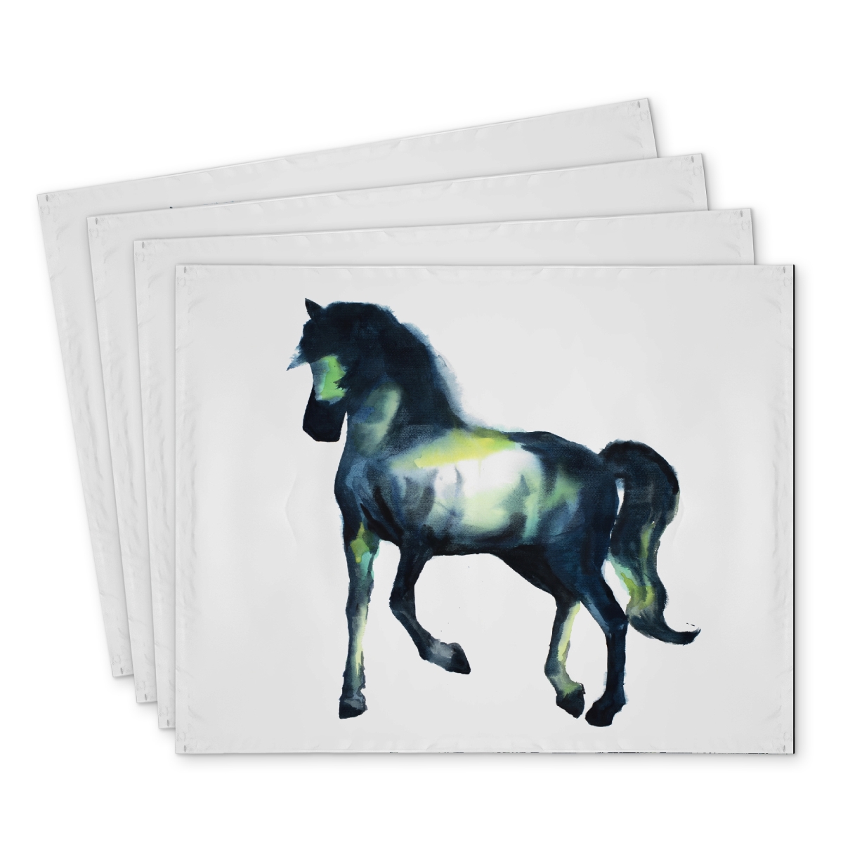 Picture of Begin Home Decor C4PP1418YKU14F 14 x 18 in. Elegant Horse Polyester Placemat for Stylish Home Decor - Set of 4