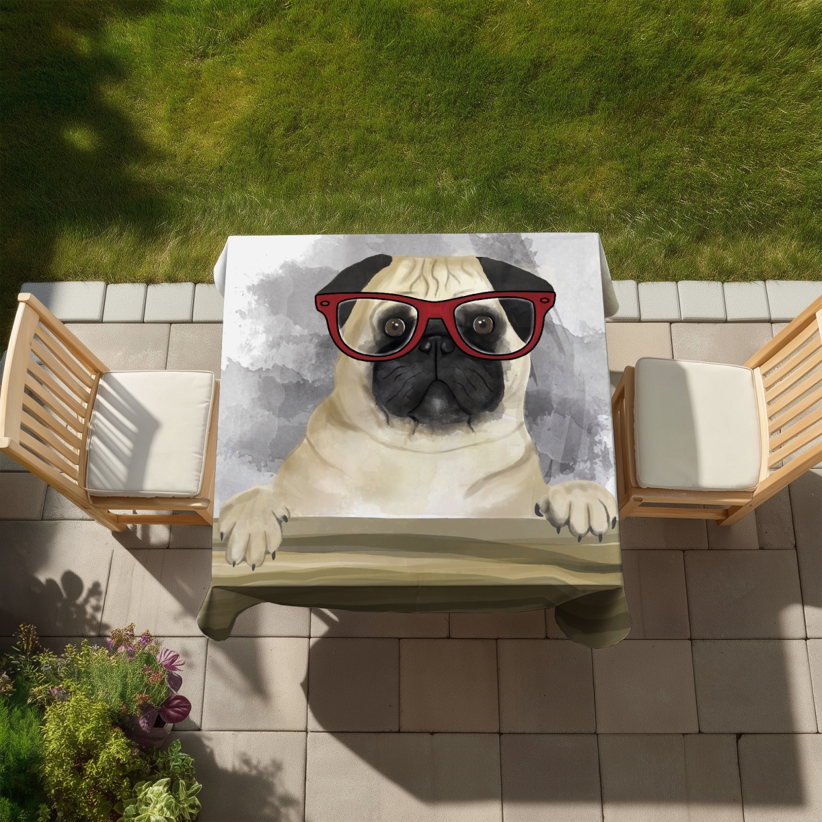 Picture of Begin Home Decor C1TC5858UOX2MP 58 x 58 in. Geek Carlin Bedroom Dog Tablecloth - Indoor Outdoor Decor