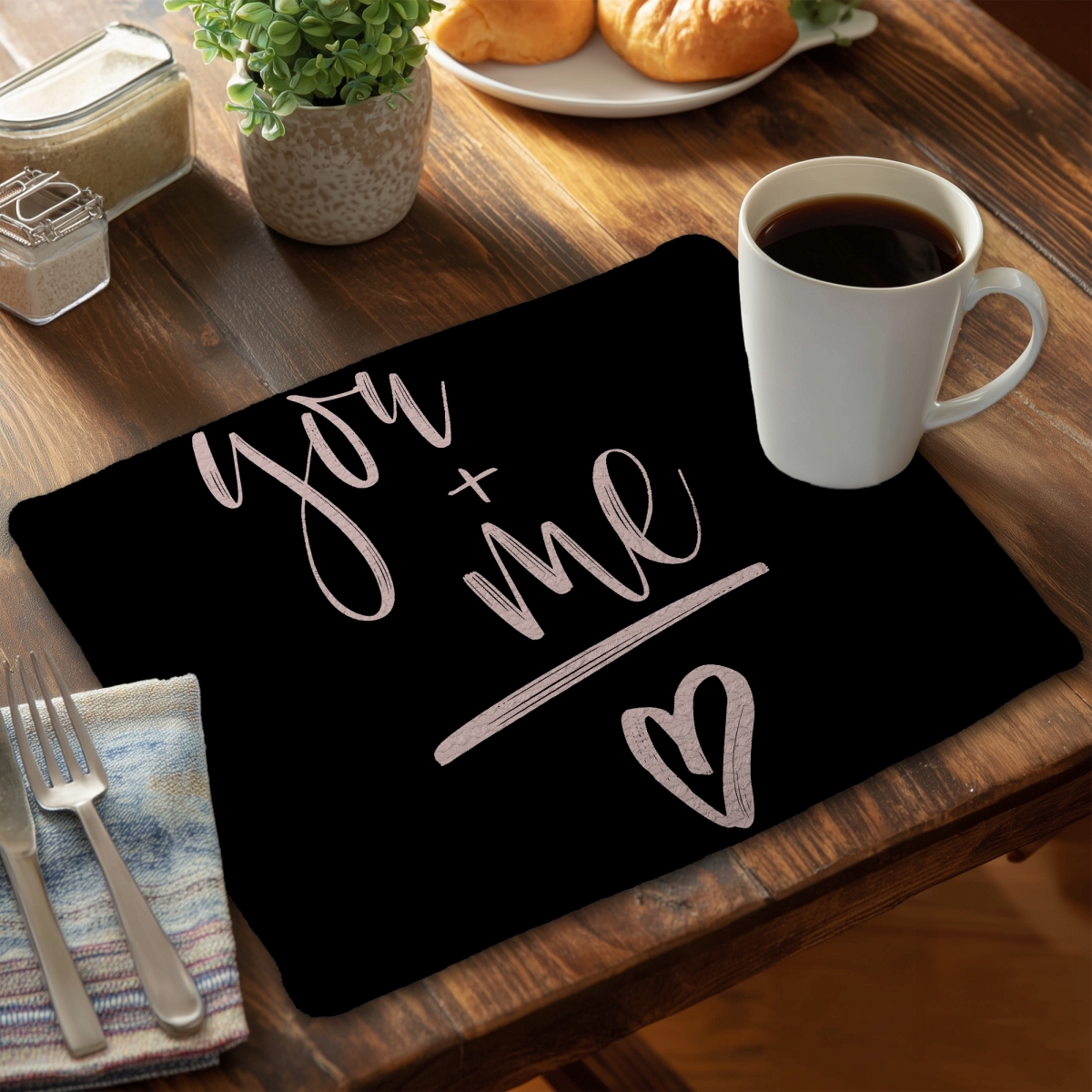 Picture of Begin Home Decor C4BP1418YS0QDN 14 x 18 in. You & Me Braided Polyester Placemat for Home Decor - Set of 4