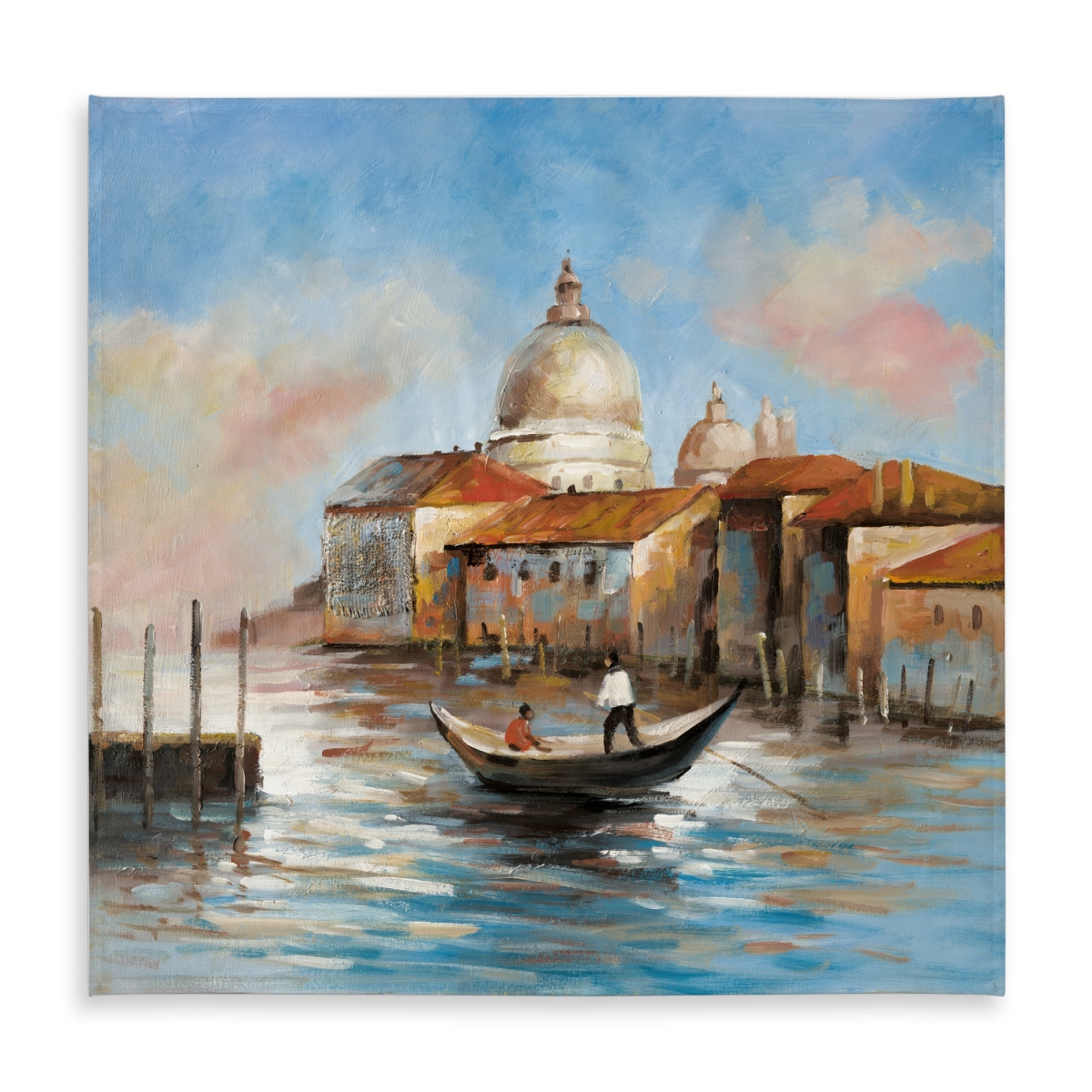 Picture of Begin Home Decor C1TC58586DNCMP 58 x 58 in. Two Europeans on a Gondola Tablecloth - Indoor Outdoor Decor