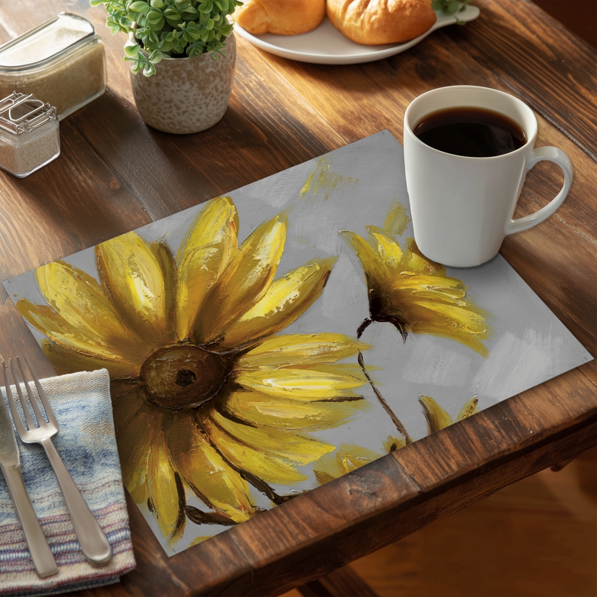 Picture of Begin Home Decor C4PP14184QXITU 14 x 18 in. Mountain Arnica Flowers Polyester Placemat - Home Decor - Set of 4