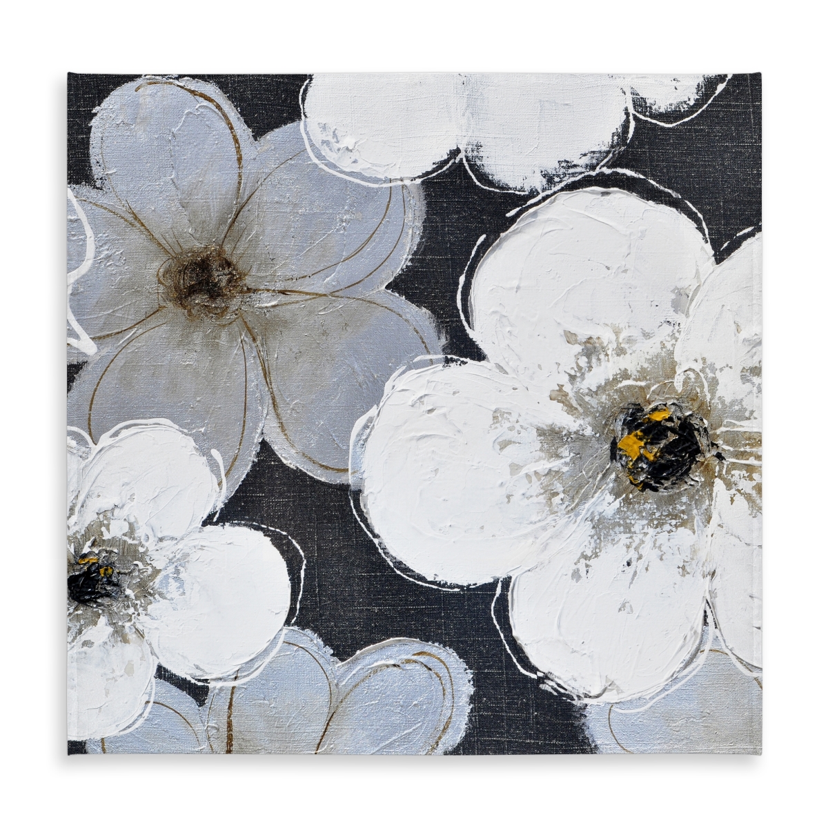 Picture of Begin Home Decor C1TC5858E9XRNG 58 x 58 in. Gray Flowers Tablecloth - Contemporary Floral Home Decor