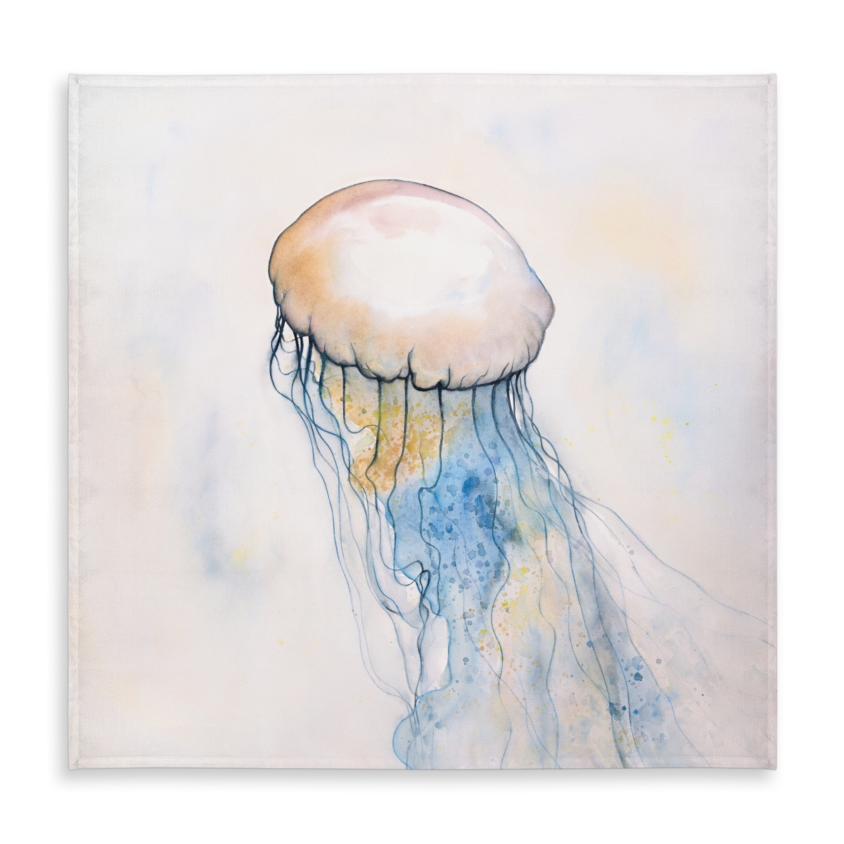 Picture of Begin Home Decor C1TC5858NIZ0WL 58 x 58 in. Watercolor Jellyfish Tablecloth - Sea Marine Home Decor