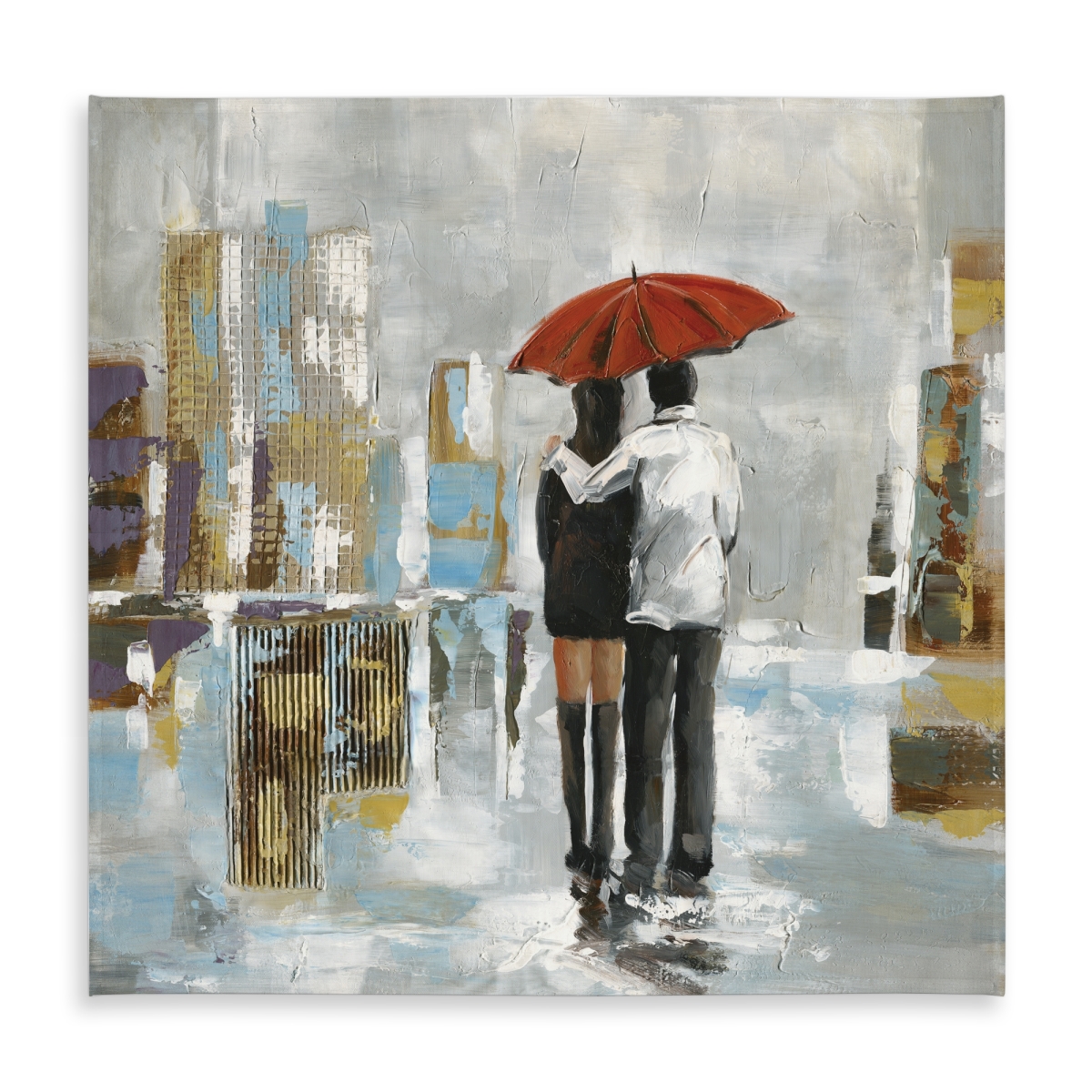 Picture of Begin Home Decor C1TC5858FBKMWS 58 x 58 in. Couple Walking Under Umbrella Tablecloth - Scenic Bedroom Decor