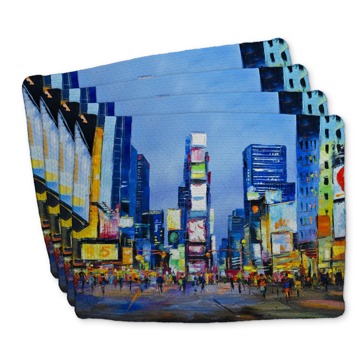 Picture of Begin Home Decor C4BP14185PWFV0 14 x 18 in. Cityscape in Times Square - Braided Polyester Placemat - Home Decor - Set of 4