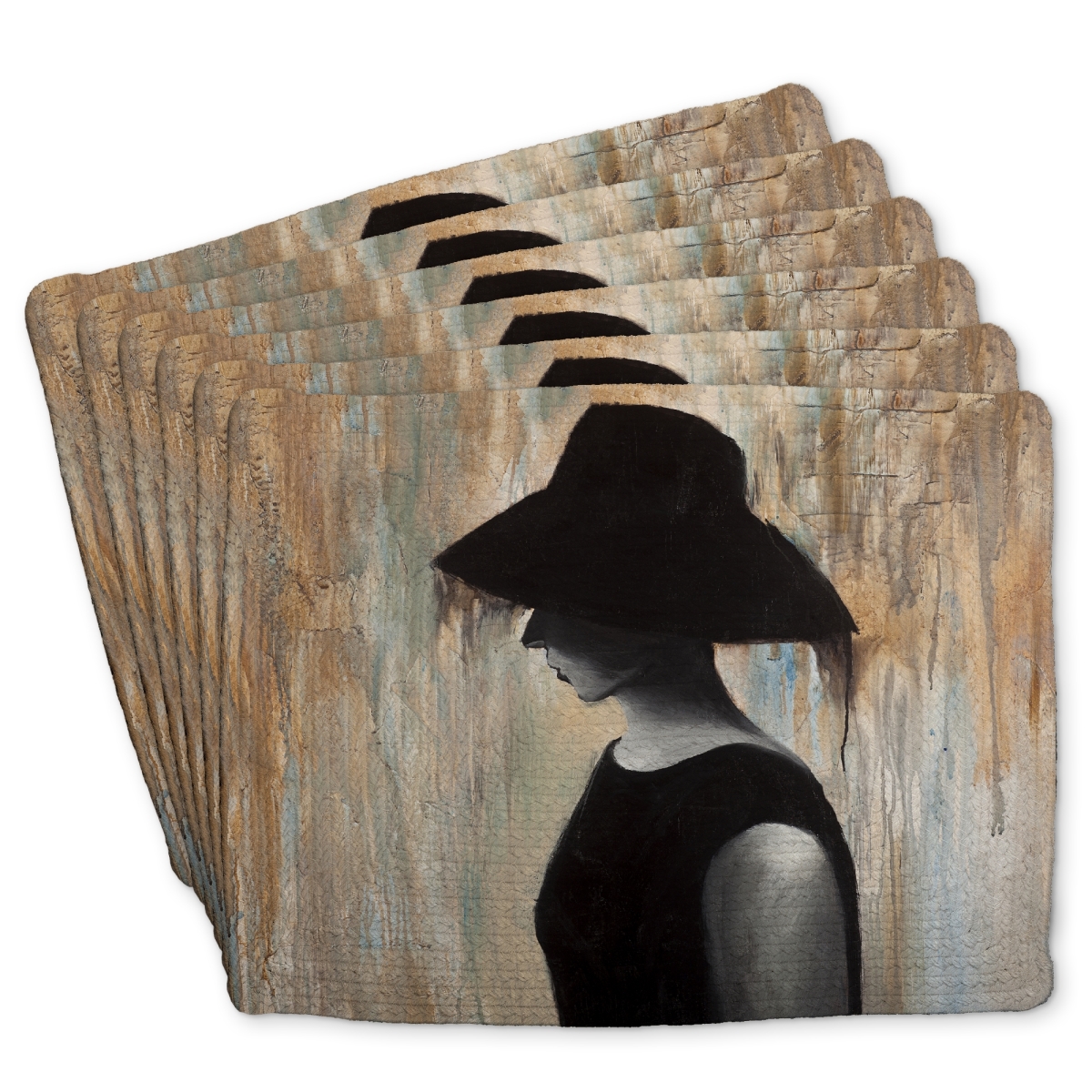Picture of Begin Home Decor C6BP14189EOI5S 14 x 18 in. Audrey Hepburn Big Hat Braided Polyester Placemat - Home Decor - Set of 6