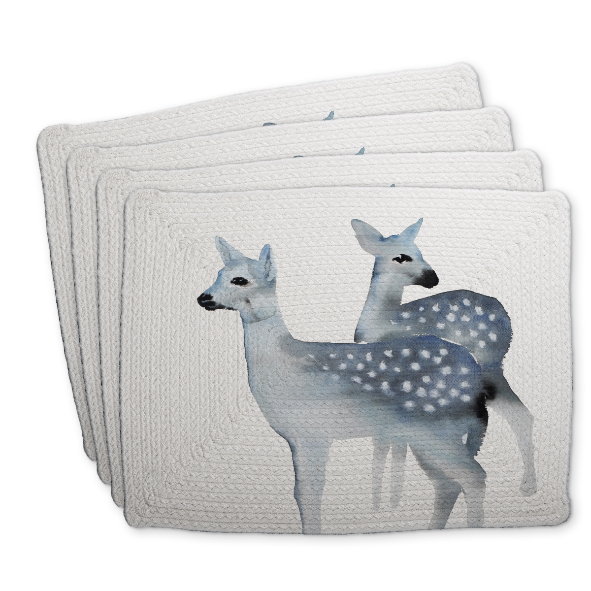 Picture of Begin Home Decor C4BP1418Q8RTYZ 14 x 18 in. Blue Fawns Braided Polyester Placemat - Stylish Home Decor - Set of 4