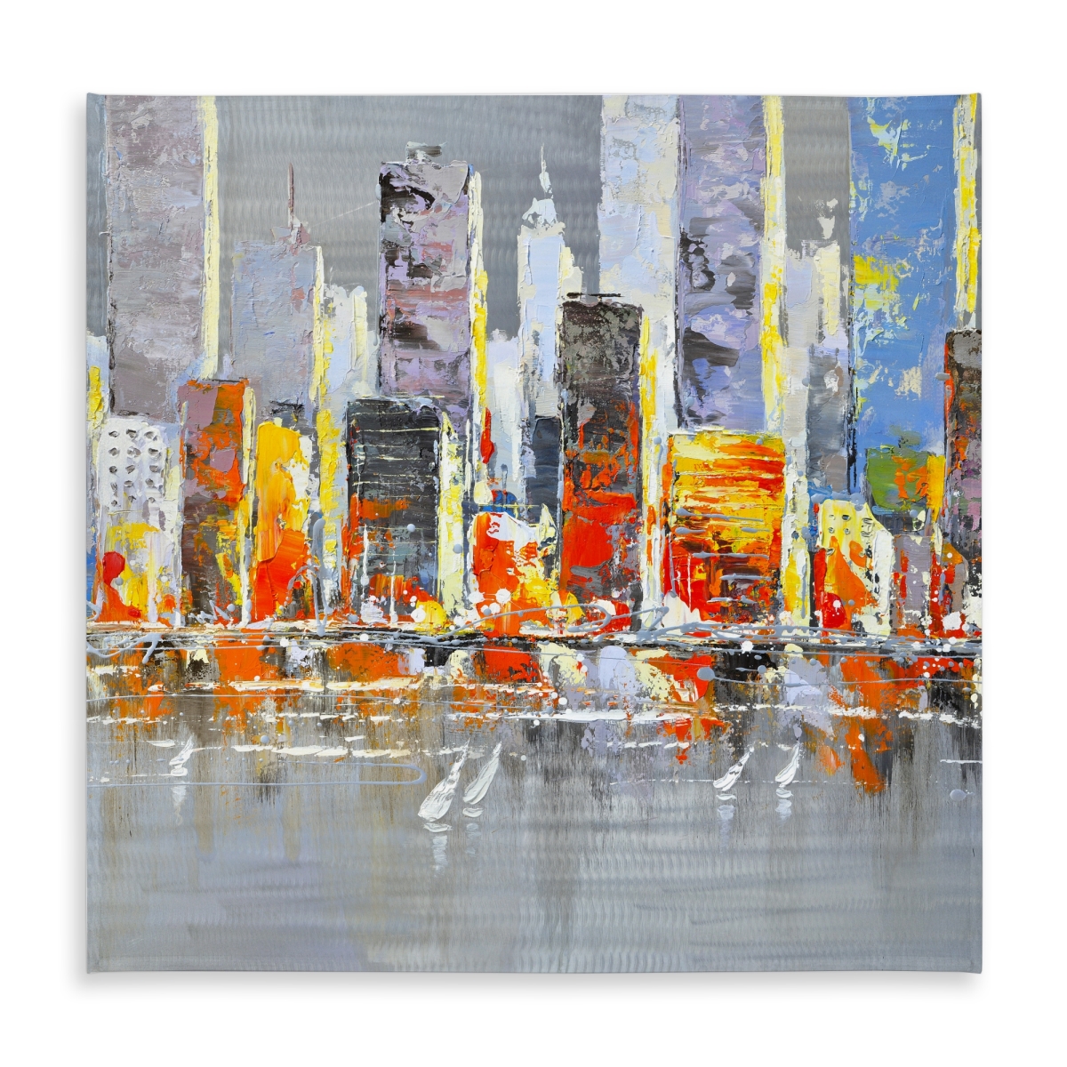 Picture of Begin Home Decor C1TC58581WCG1L 58 x 58 in. Color Splash Cityscape - Gray Contemporary Tablecloth - Home Decor