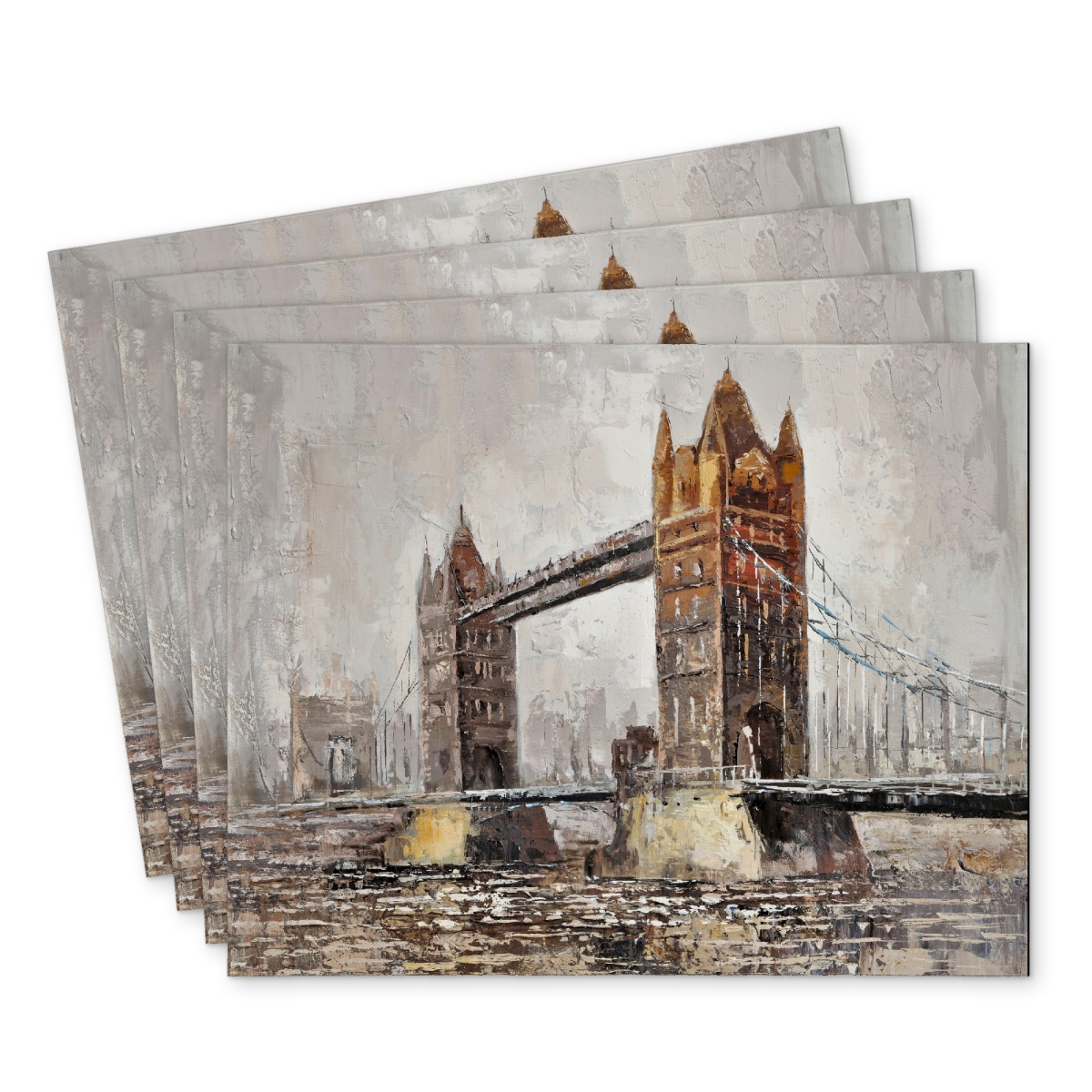 Picture of Begin Home Decor C4PP141826UOTE 14 x 18 in. London Tower Bridge Polyester Placemat - Home Decor Accent - Set of 4