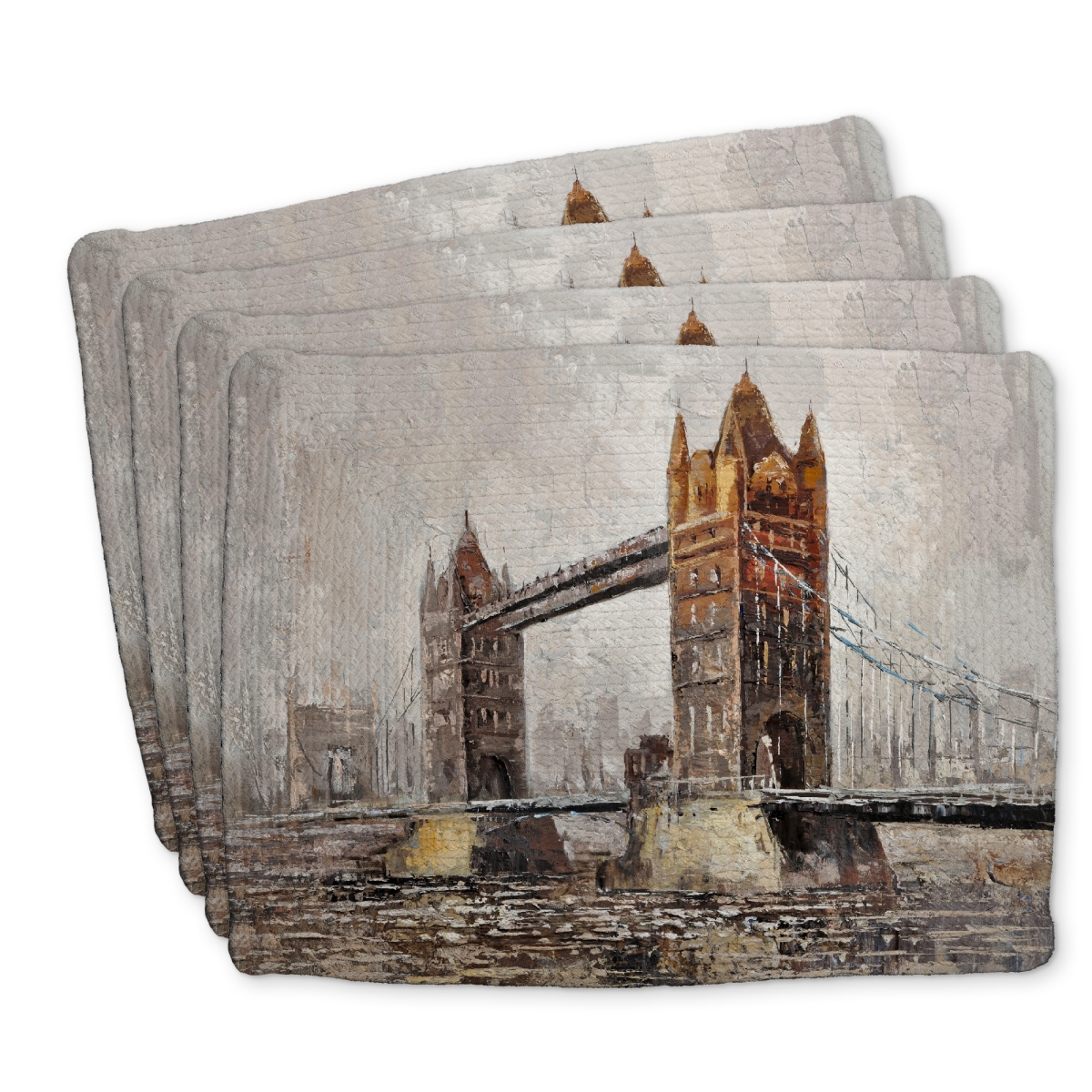 Picture of Begin Home Decor C4BP1418RTUJLO 14 x 18 in. London Tower Bridge Braided Polyester Placemat - Home Decor - Set of 4