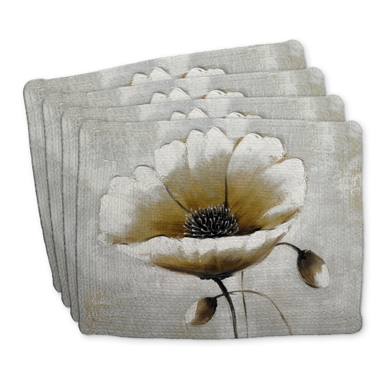 Picture of Begin Home Decor C4BP1418IGKIH4 14 x 18 in. Modern Beige Flower Braided Polyester Placemat - Home Decor - Set of 4