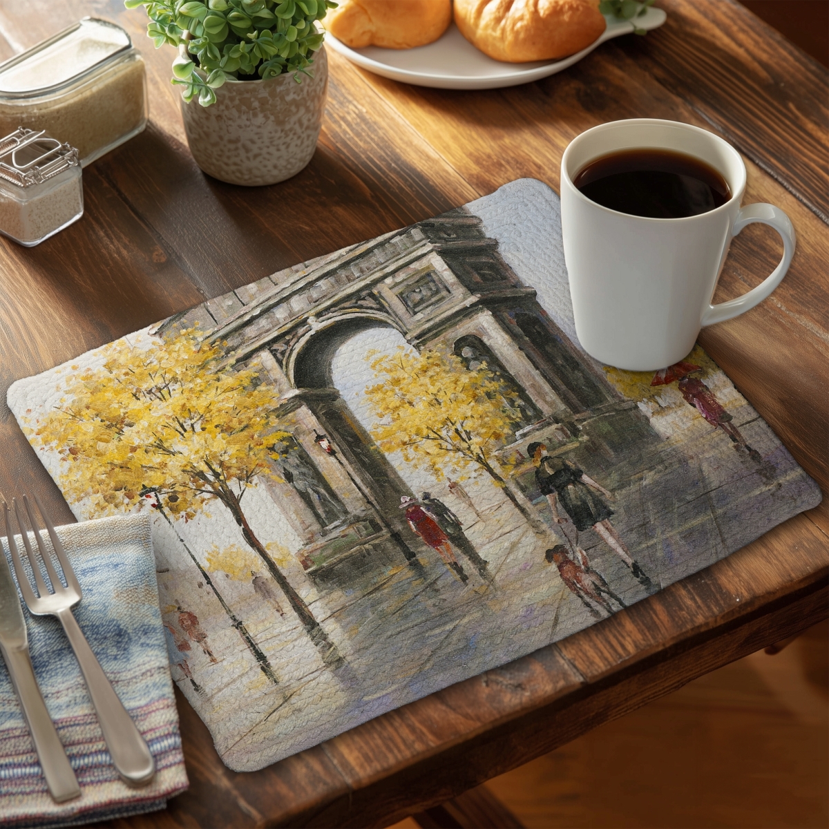 Picture of Begin Home Decor C4BP1418JBJ6HK 14 x 18 in. Arc De Triomphe To Paris Braided Polyester Placemat - Home Decor - Set of 4