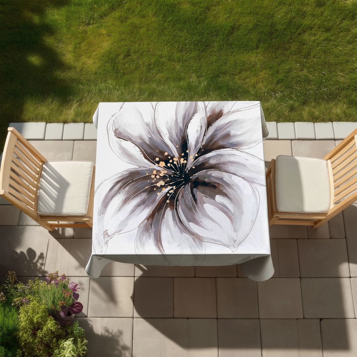 Picture of Begin Home Decor C1TC5858MUIW92 58 x 58 in. Purple Orchid Tablecloth - Romantic Floral Home Decor