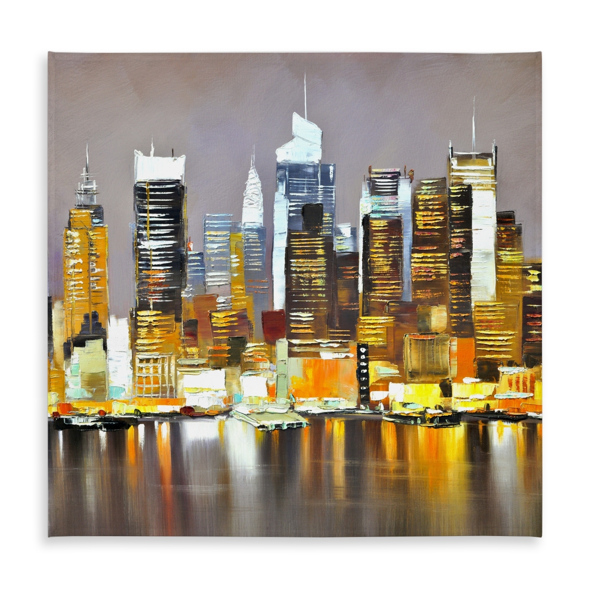 Picture of Begin Home Decor C1TC5858QMM2HB 58 x 58 in. Texturized Skyscrapers By Night - Office Cities Tablecloth