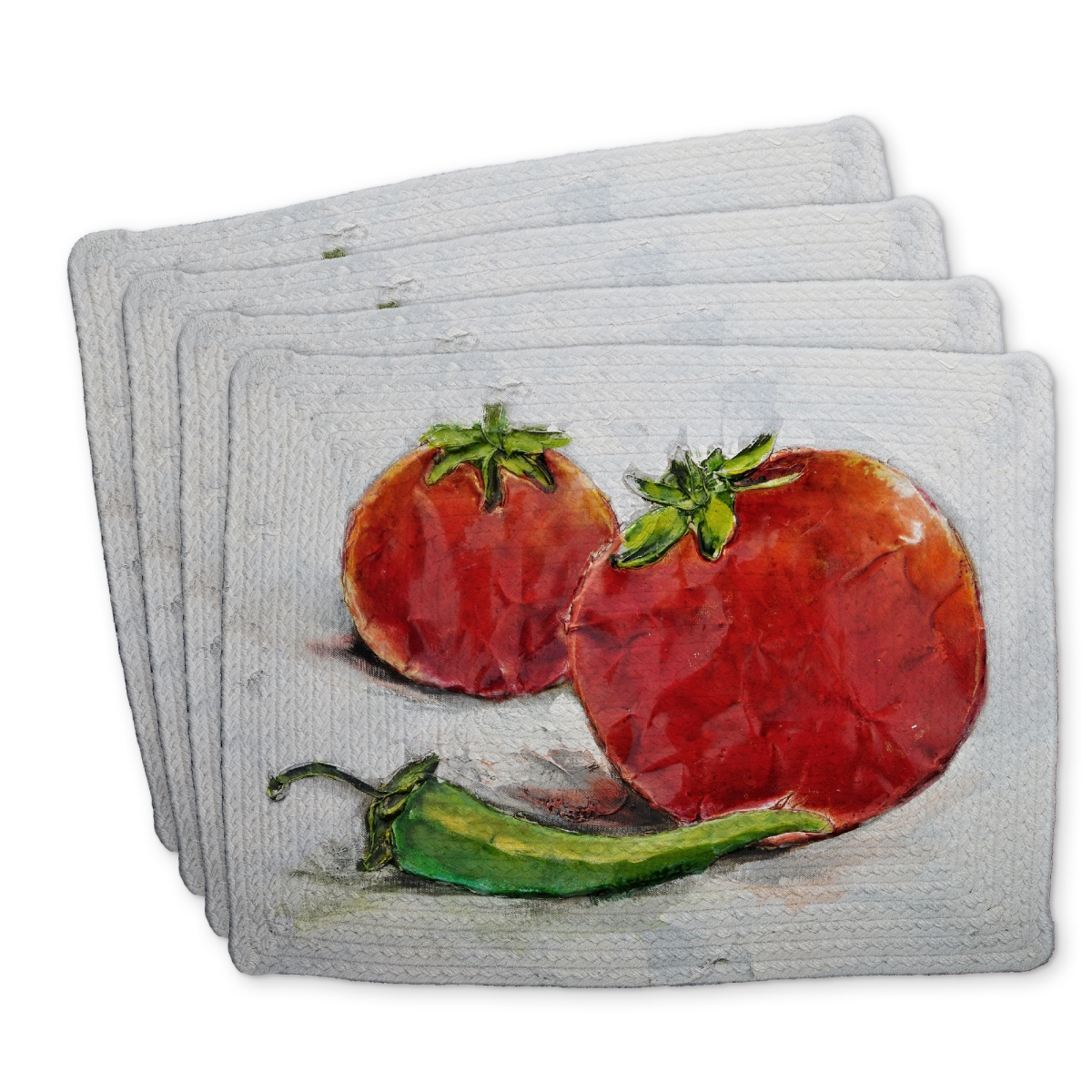 Picture of Begin Home Decor C4BP14180JEXKV 14 x 18 in. Tomatoes with Jalapeno Braided Polyester Placemat - Home Decor - Set of 4