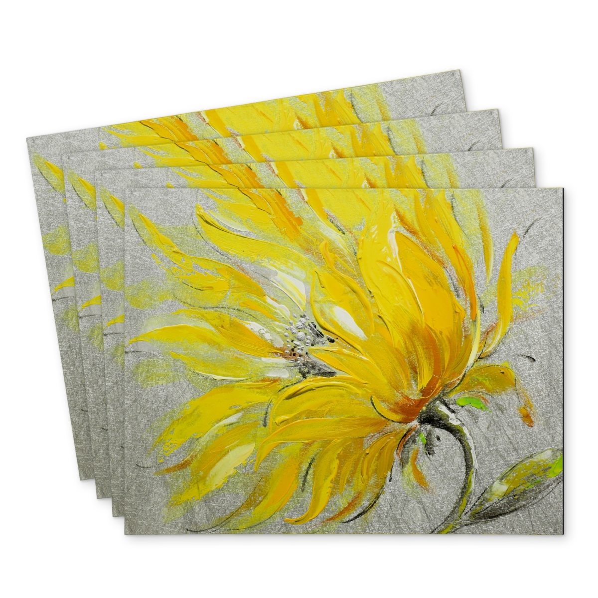 Picture of Begin Home Decor C4PP14187OZ7EP 14 x 18 in. Yellow Flower Polyester Placemat - Stylish Home Decor Accessory - Set of 4