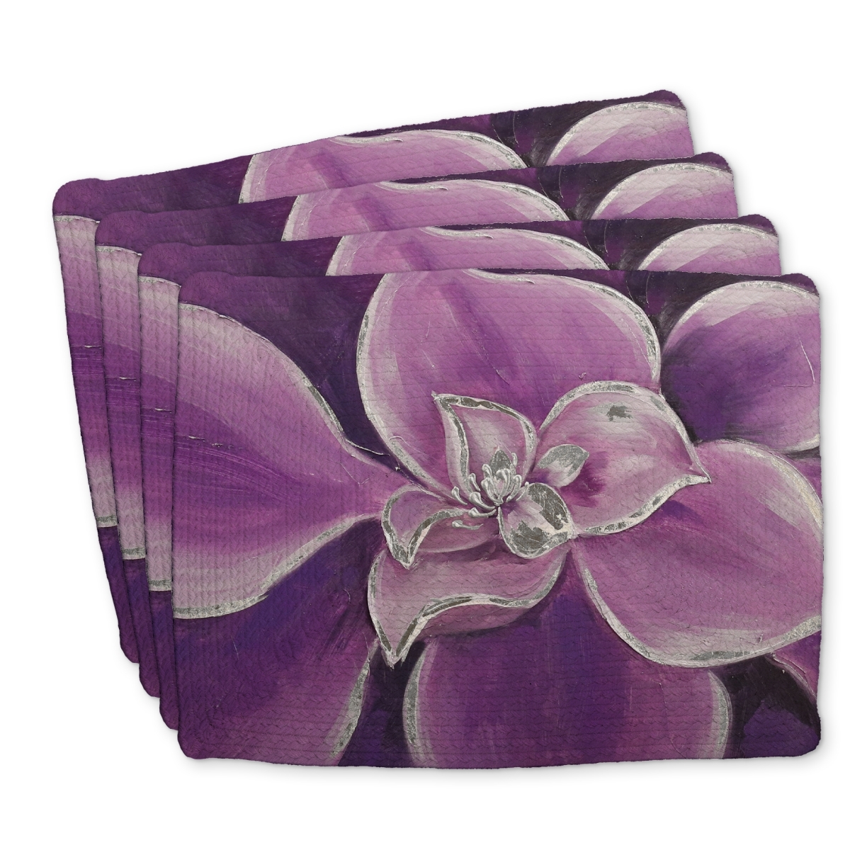 Picture of Begin Home Decor C4BP141867SM13 14 x 18 in. Purple Flower Closeup Braided Polyester Placemat - Home Decor - Set of 4