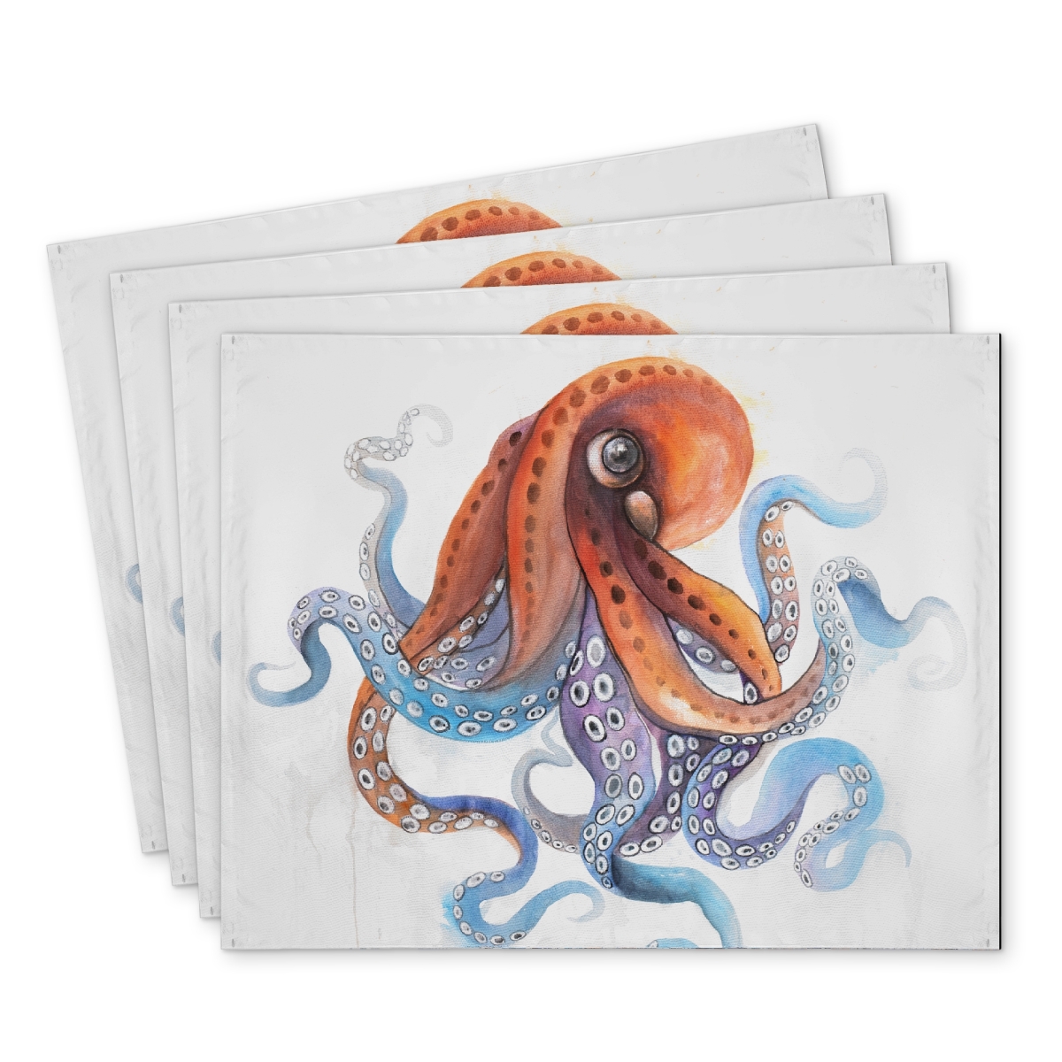Picture of Begin Home Decor C4PP1418FL8ZSX 14 x 18 in. Funny Colorful Octopus Polyester Placemat - Home Decor Delight - Set of 4