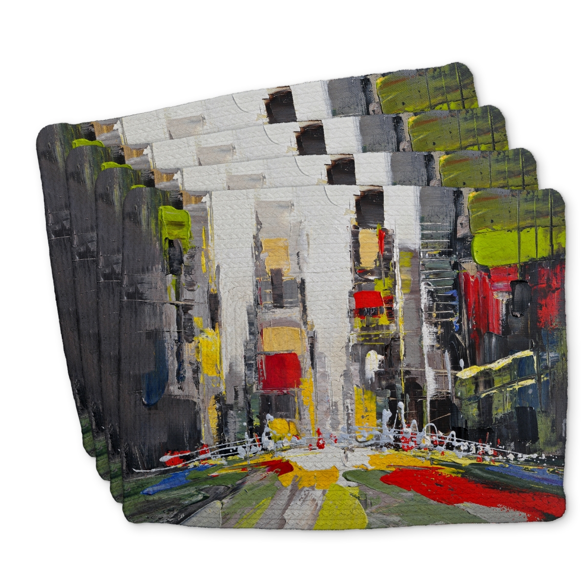 Picture of Begin Home Decor C4BP1418P5K00I 14 x 18 in. Abstract Texturized Cityscape Braided Polyester Placemat - Decor - Set of 4