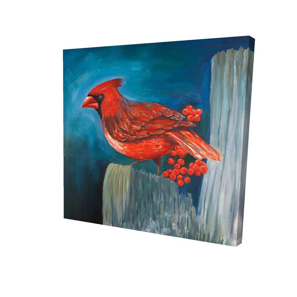 2080-0808-AN324 8 x 8 in. Redbreast Bird Canvas - Blue Bedroom Wall Art Home Decor
