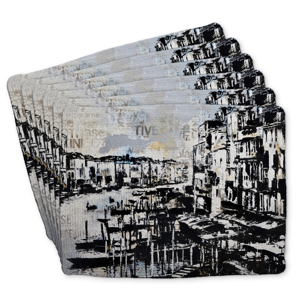 Picture of Begin Home Decor C6BP14183A1GJV 14 x 18 in. Abstract Venise Port - Braided Polyester Placemat for Home Decor - Set of 6