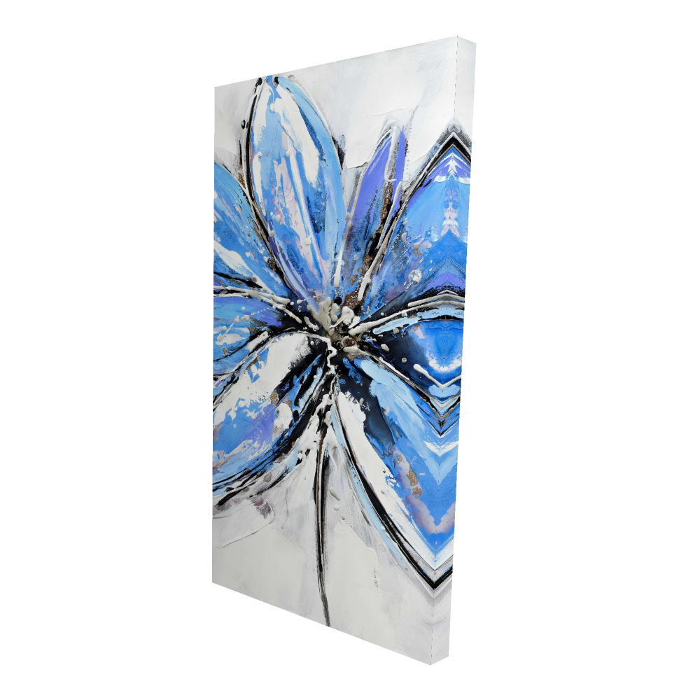 2080-4824-FL28 24 x 48 in. Blue Flower - Blue Floral Canvas for Stylish Home Decor