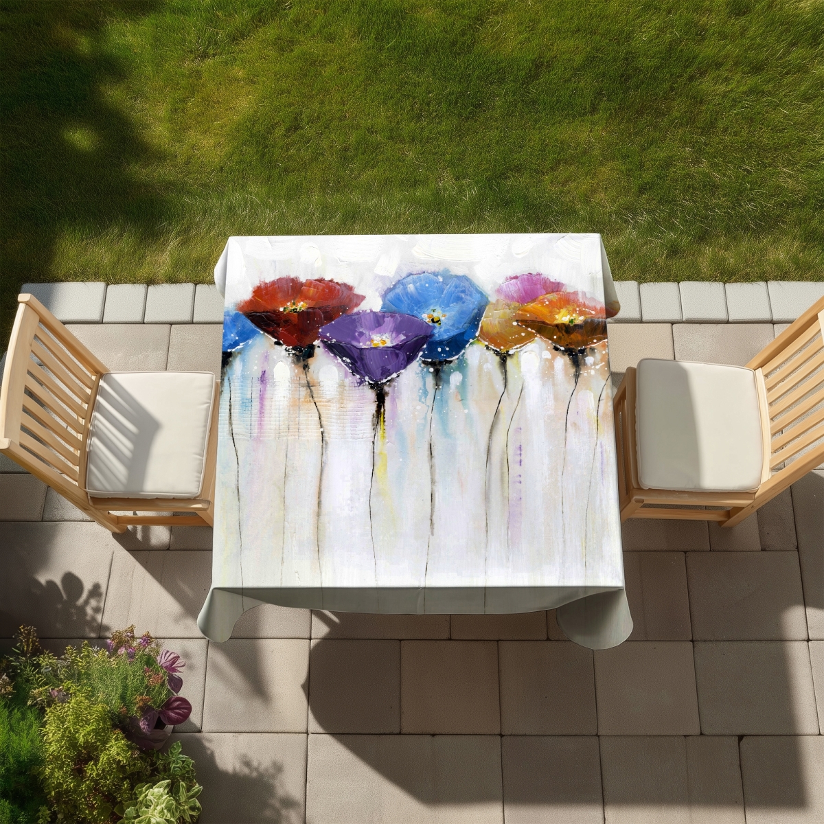 Picture of Begin Home Decor C1TC5858LO29K6 58 x 58 in. Colorful Flowers Tablecloth - Modern Floral Decor for Home