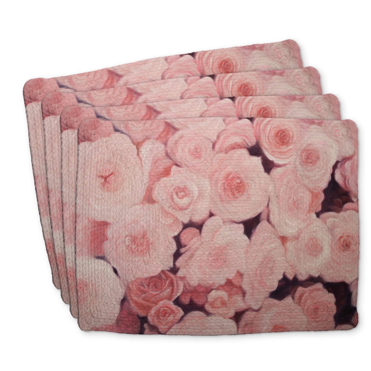 Picture of Begin Home Decor C4BP1418OZ846R 14 x 18 in. Pink Flower Field Braided Polyester Placemat for Home Decor - Set of 4