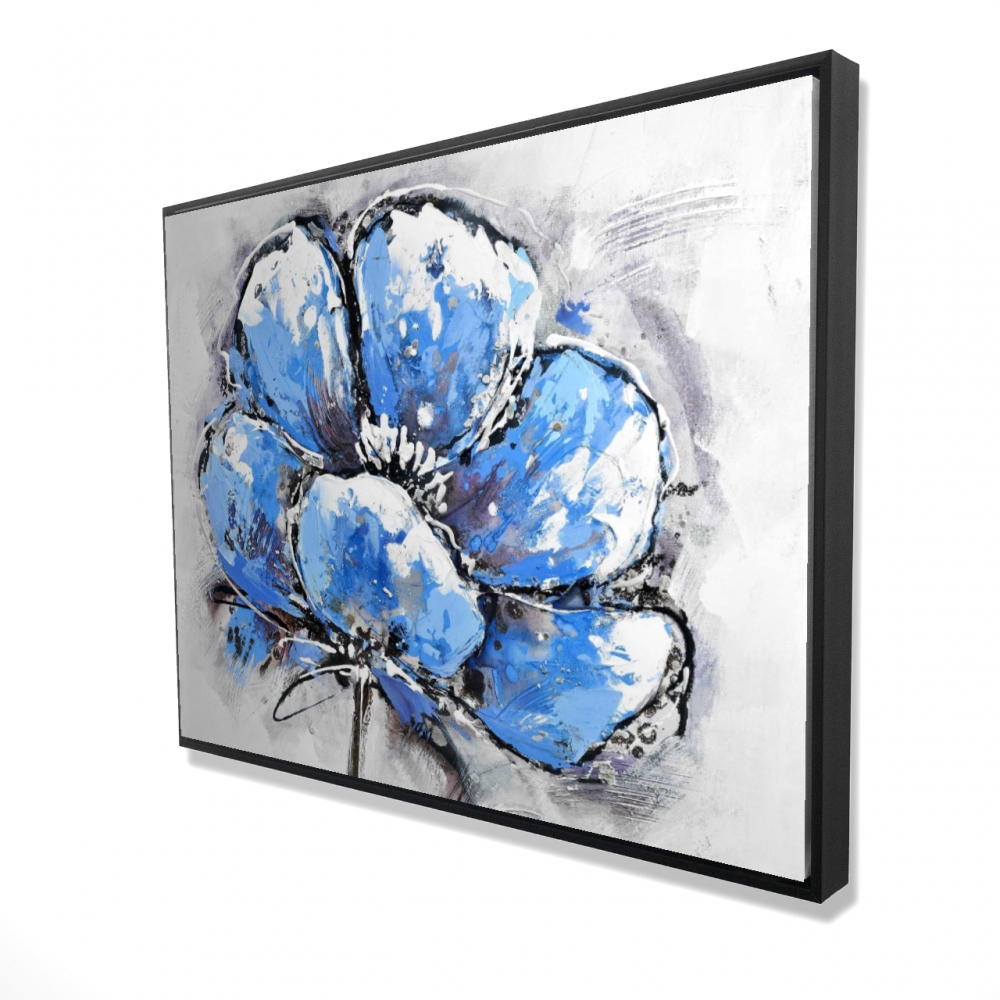 2081-3648-FL27 36 x 48 in. Abstract Blue Petals - Framed Canvas Flower Art for Home Decor