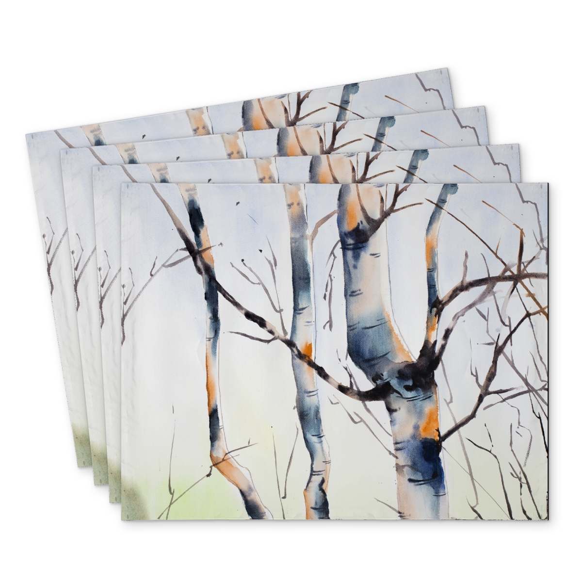 Picture of Begin Home Decor C4PP1418UYPYU5 14 x 18 in. Three Small Birch Trees Polyester Placemat - Home Decor - Set of 4