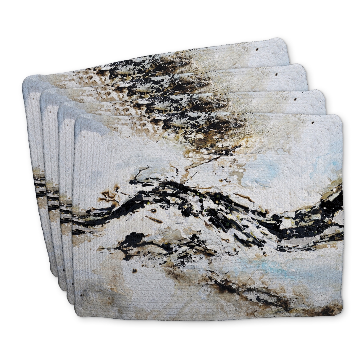 Picture of Begin Home Decor C4BP14184ATK9D 14 x 18 in. Abstract Texturized Paint Splash Braided Polyester Placemat - Set of 4