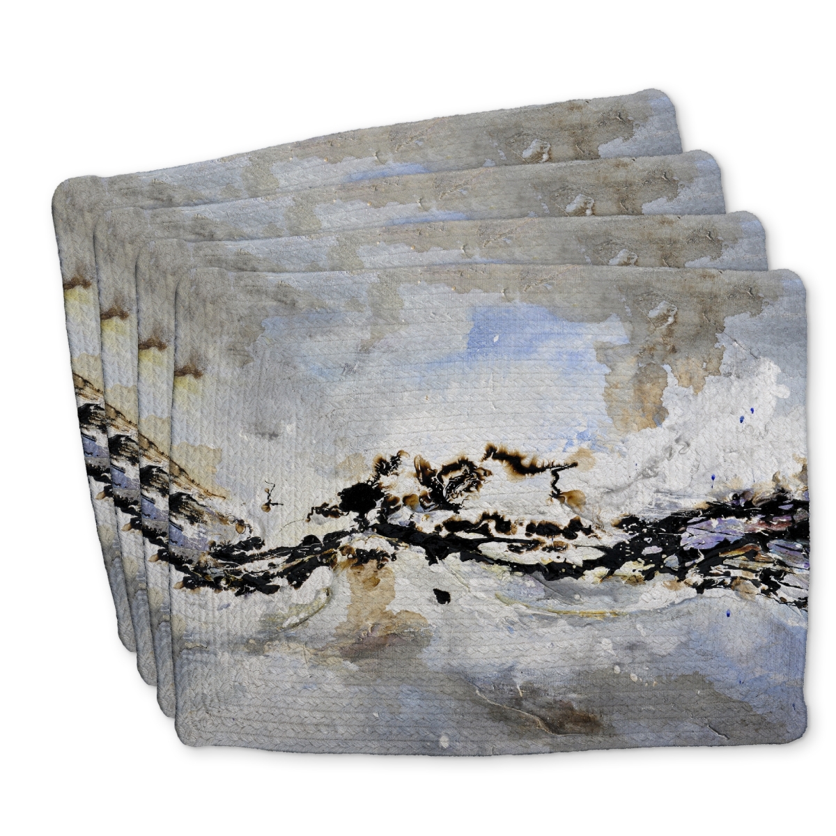 Picture of Begin Home Decor C4BP14181U0CDC 14 x 18 in. Texturized Abstract Wave - Braided Polyester Placemat - Home Decor - Set of 4