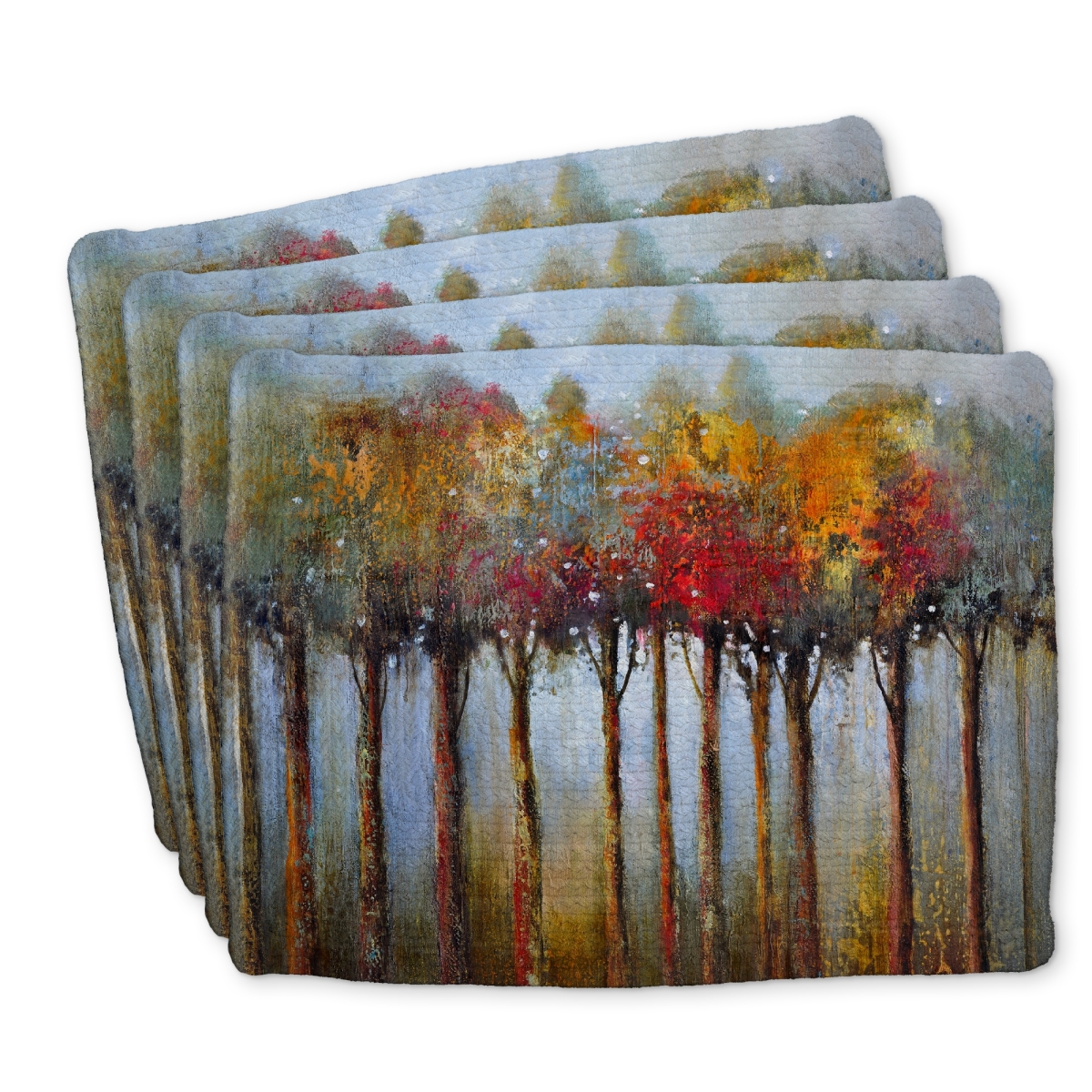 Picture of Begin Home Decor C4BP1418B34VS5 14 x 18 in. Colorful Leaves Trees Braided Polyester Placemat - Home Decor - Set of 4