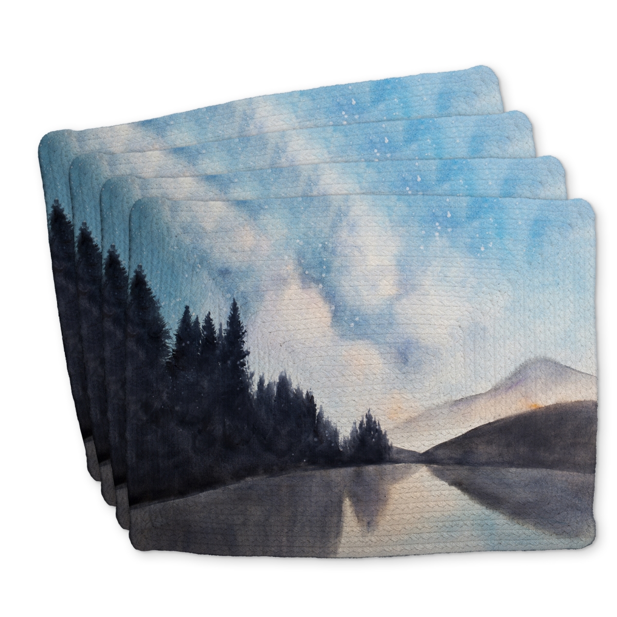 Picture of Begin Home Decor C4BP14182D3VC7 14 x 18 in. Lakeview By Night Braided Polyester Placemats - Home Decor - Set of 4