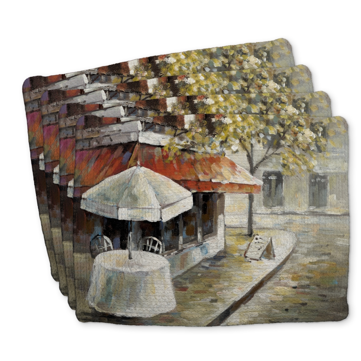Picture of Begin Home Decor C4BP1418K8GY8L 14 x 18 in. Deserted & Sunny Street - Braided Polyester Placemat for Home Decor - Set of 4