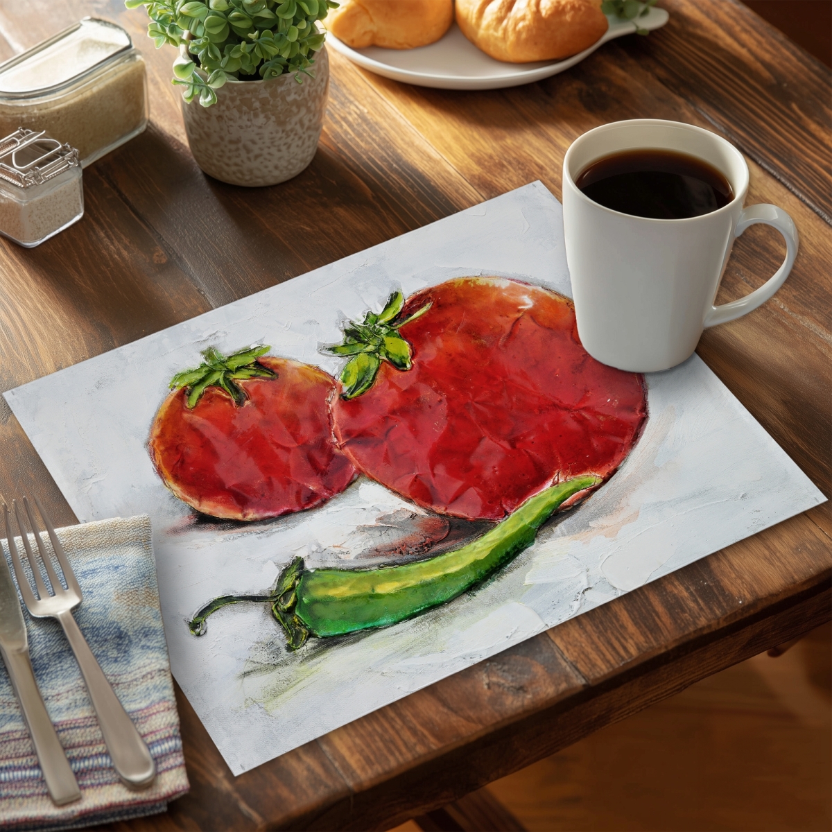 Picture of Begin Home Decor C4PP1418AESOOC 14 x 18 in. Tomatoes with Jalapeno Polyester Placemat - Home Decor - Set of 4