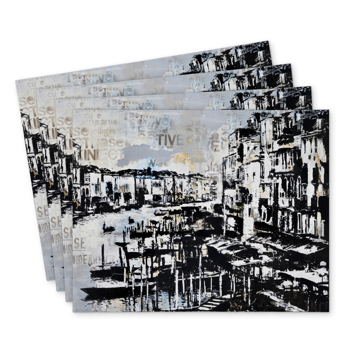 Picture of Begin Home Decor C4PP141877MPDV 14 x 18 in. Abstract Venise Port Polyester Placemat for Home Decor - Set of 4