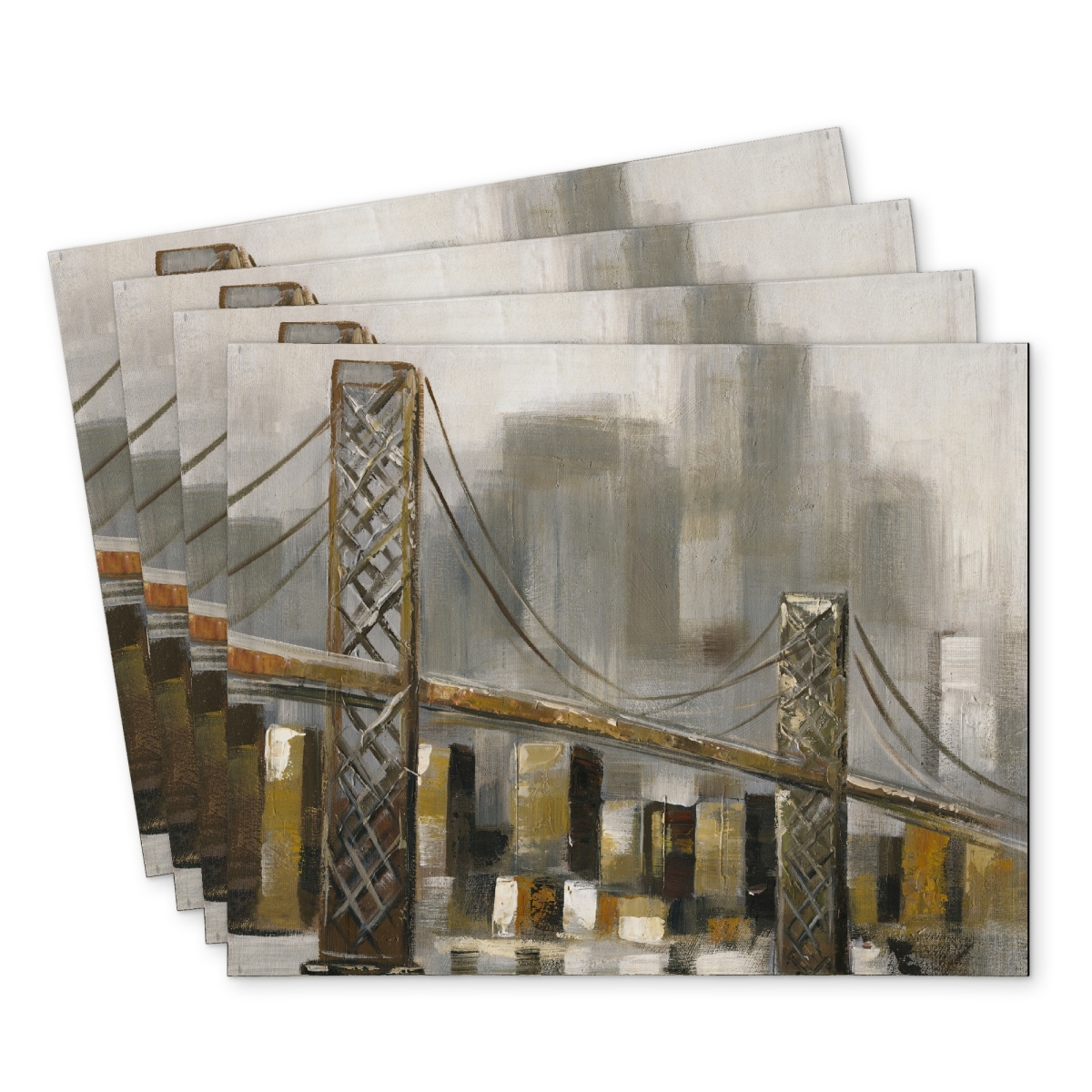Picture of Begin Home Decor C4PP1418157AZ5 14 x 18 in. Bridge By a Cloudy Day - Polyester Placemat for Home Decor - Set of 4