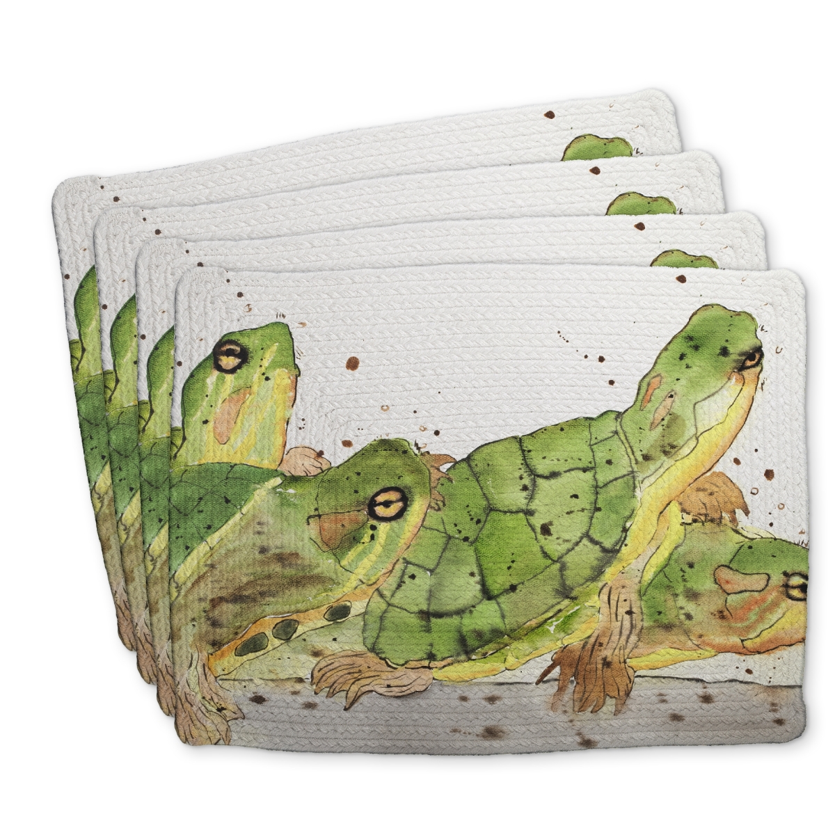 Picture of Begin Home Decor C4BP1418G4W501 14 x 18 in. Small Aquatic Turtles Braided Polyester Placemat - Home Decor - Set of 4