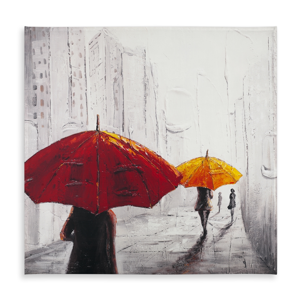 Picture of Begin Home Decor C1TC5858XFWO8H 58 x 58 in. Passersby with Umbrellas Tablecloth - Scenic Indoor Outdoor Decor