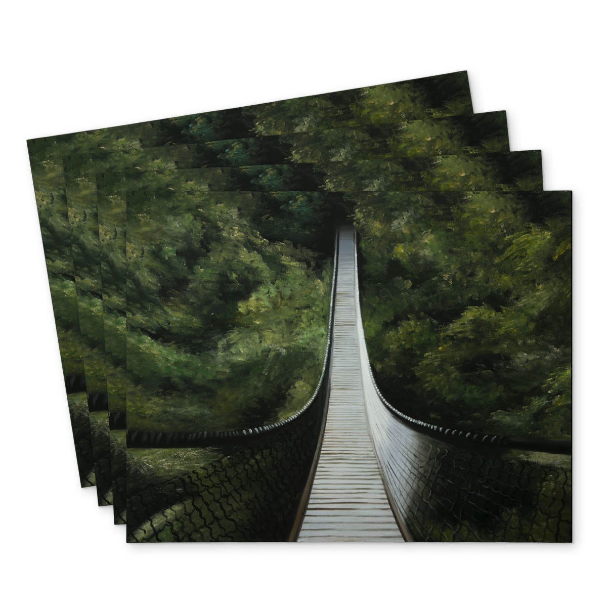 Picture of Begin Home Decor C4PP1418IC0C5X 14 x 18 in. Suspended Bridge in the Forest Polyester Placemat - Home Decor - Set of 4