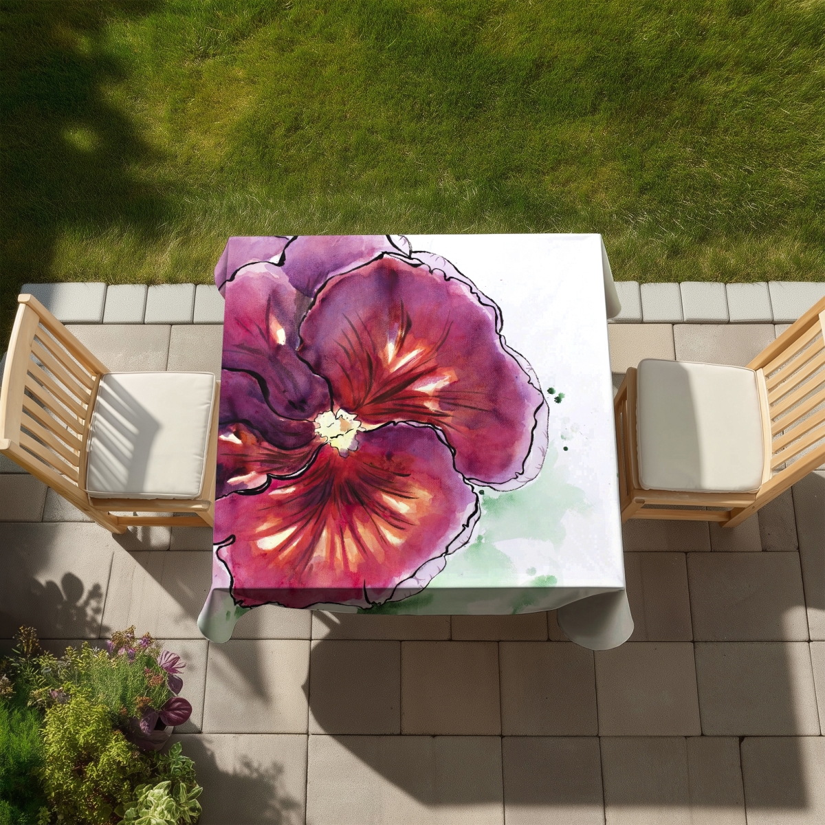 Picture of Begin Home Decor C1TC5858YM3QP1 58 x 58 in. Blossoming Orchid with Wavy Petals Tablecloth - Home Decor