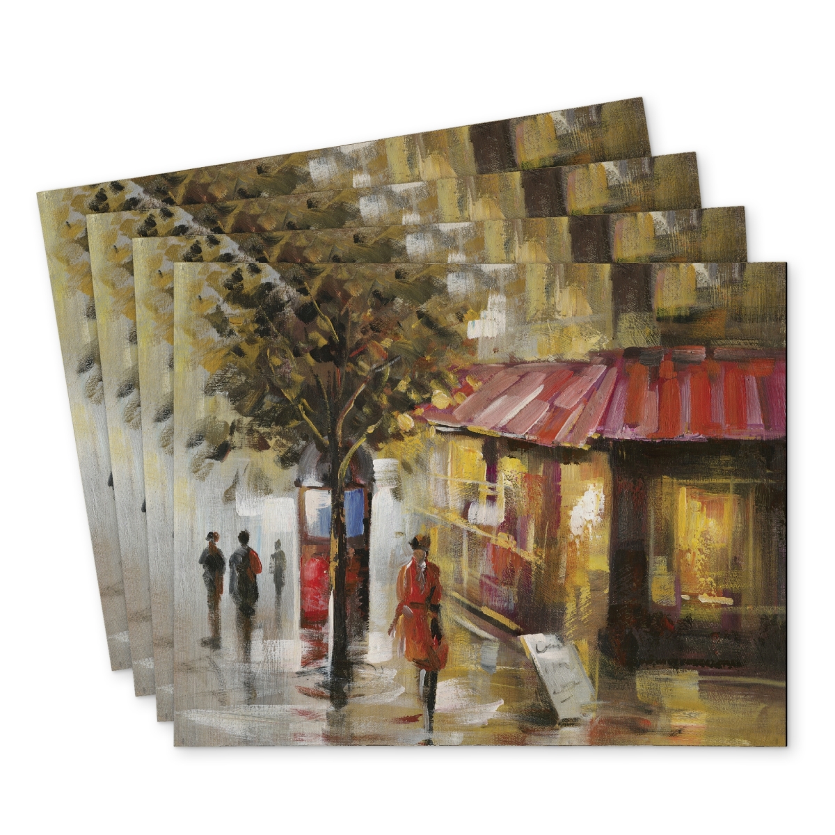 Picture of Begin Home Decor C4PP14189XMLOZ 14 x 18 in. Abstract Street with Passers Polyester Placemats - Home Decor - Set of 4