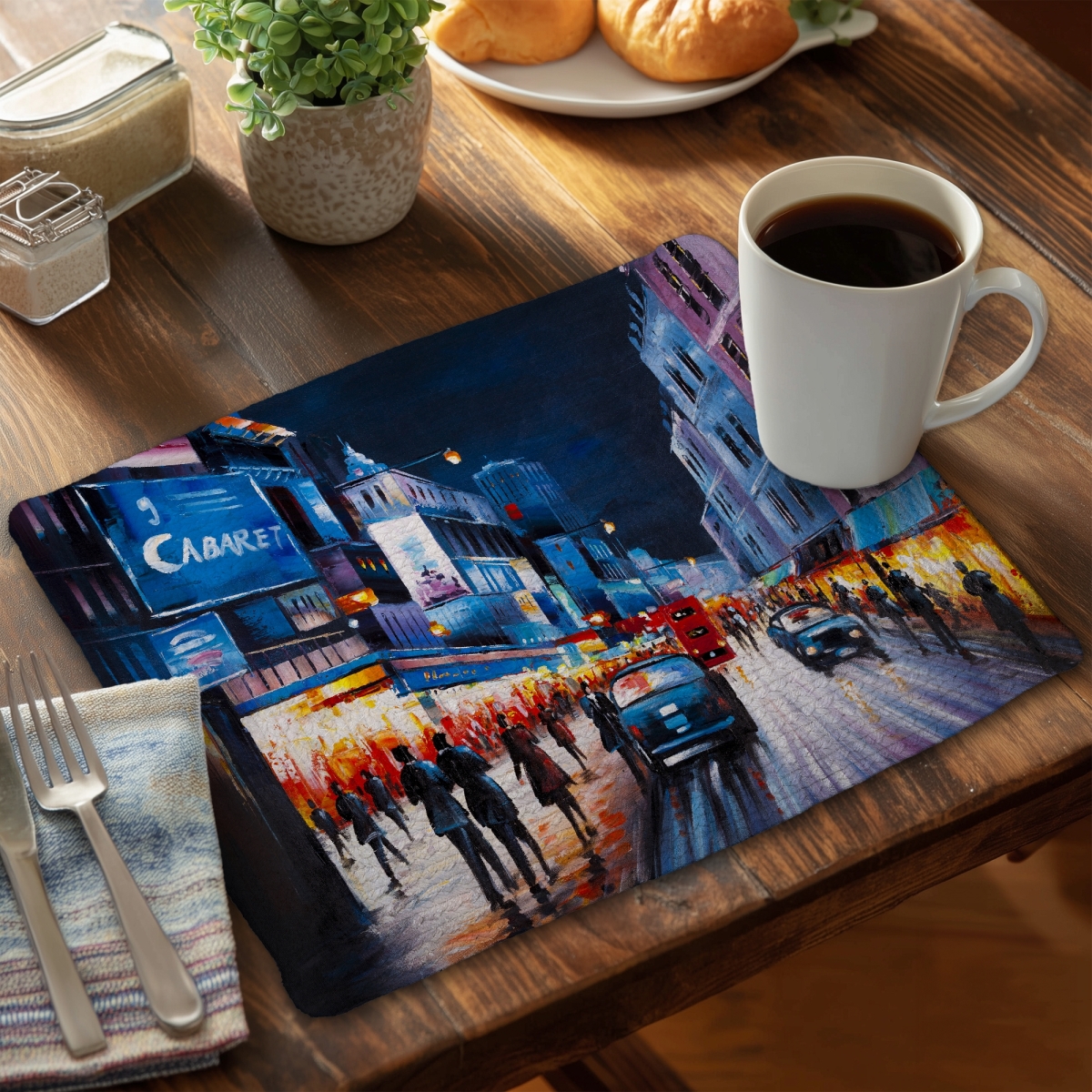 Picture of Begin Home Decor C6BP1418XZZBKE 14 x 18 in. Cabaret Evening Braided Polyester Placemat for Home Decor - Set of 6