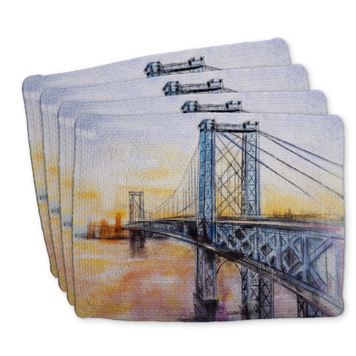 Picture of Begin Home Decor C4BP14180UMZ45 14 x 18 in. Abstract Brooklyn Bridge Braided Polyester Placemat - Home Decor - Set of 4