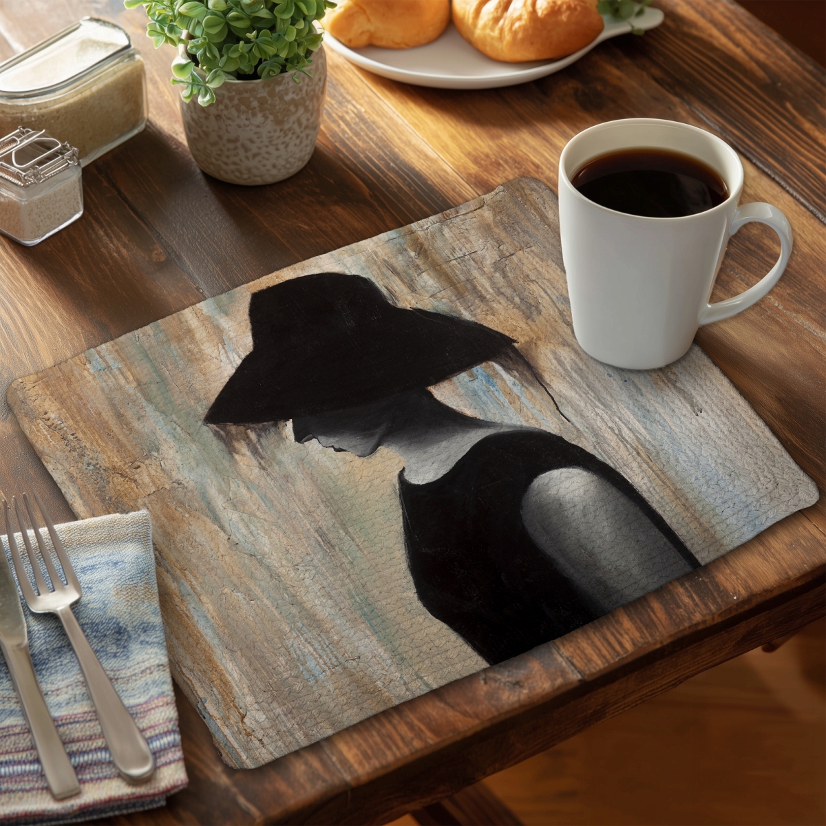 Picture of Begin Home Decor C4BP1418S5F6ED 14 x 18 in. Audrey Hepburn Big Hat Braided Polyester Placemat - Home Decor - Set of 4