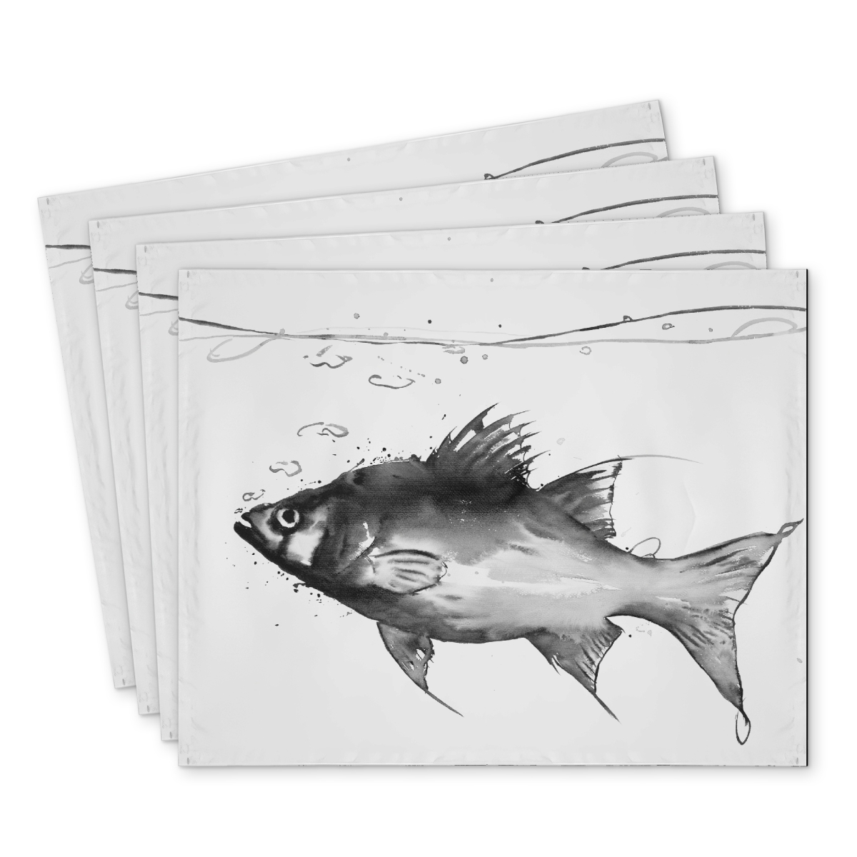 Picture of Begin Home Decor C4PP14186PS7ET 14 x 18 in. Swimming Fish Polyester Placemat for Stylish Home Decor - Set of 4